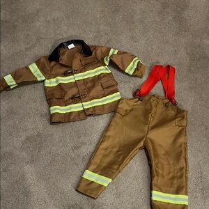 Toddler Firefighter Jacket and Pants with Reflective Yellow Ribbon-size 2T, EUC